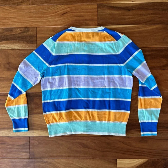 Lands’ End Tall Classic Supima Stripe Cardigan Sweater size Large - Picture 3 of 4